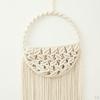 Beige Macrame Wall ing Handmade Tapestry Window Pocket Geometric art of Mail Holder Basket Entryway