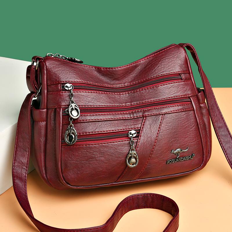 2025 Soft Leather Handbag for Women - Stylish, Simple Crossbody & Shoulder Bag for Middle-Aged Ladies