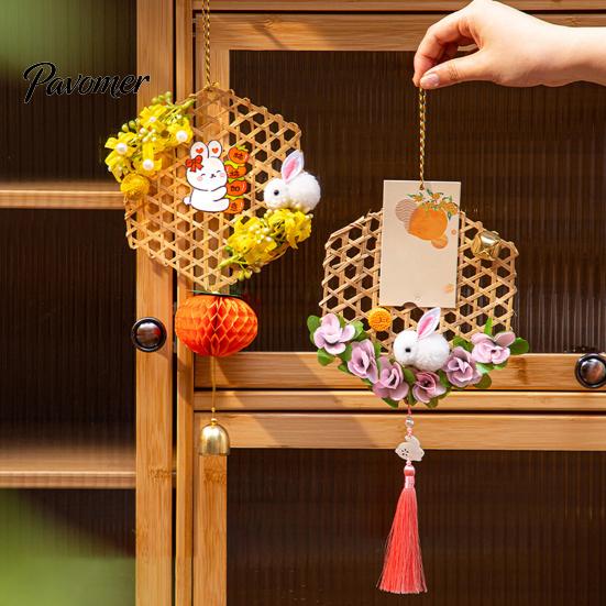 Nature Bamboo Weaving Ornaments Chinese New Year DIY Woven Lantern Making Kit for Kids Parent Child Activity Supplies Adults, Traditional Decorative
