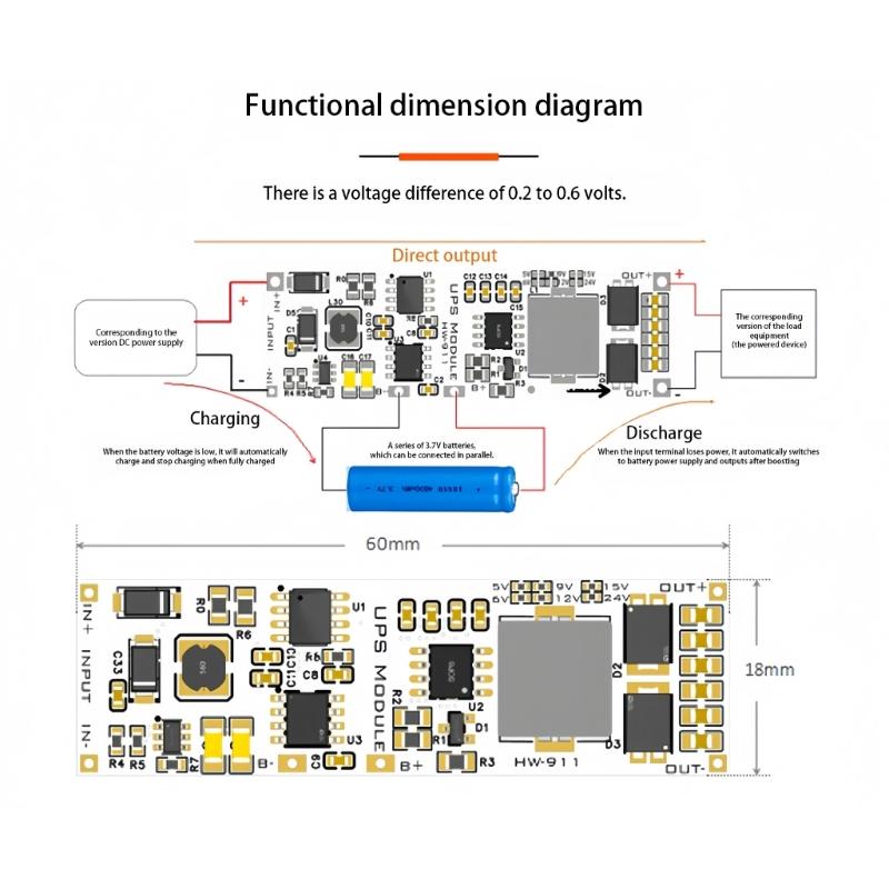 Automatic Power Module 15W UPS Uninterrupted Power Supply Board Module For IoT Devices Wide Voltages Compatibility