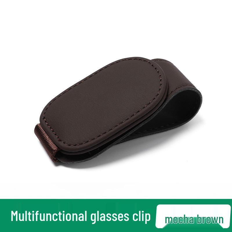 Multi-Function Leather Car Visor Storage Clip for Sunglasses and Cards