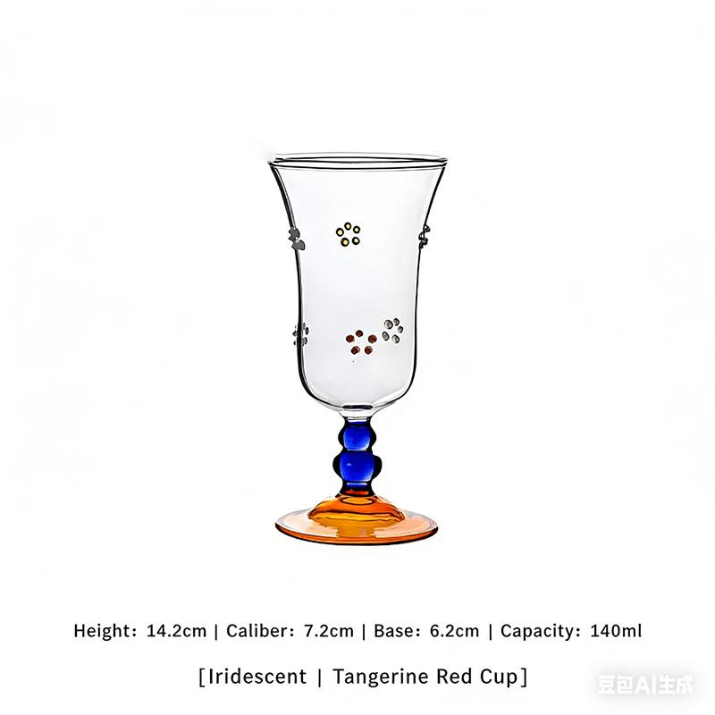 

INS Style Color Stemmed Cocktail Glass High Borosilicate Heat-resistant Glass Dessert Cup for Home Bar Party 301-400ml