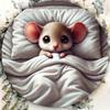 Cozy Mouse In Blanket Metal Sign 12 Inch Round Iron Wall Art for Home Farmhouse Cafe Winter Decor