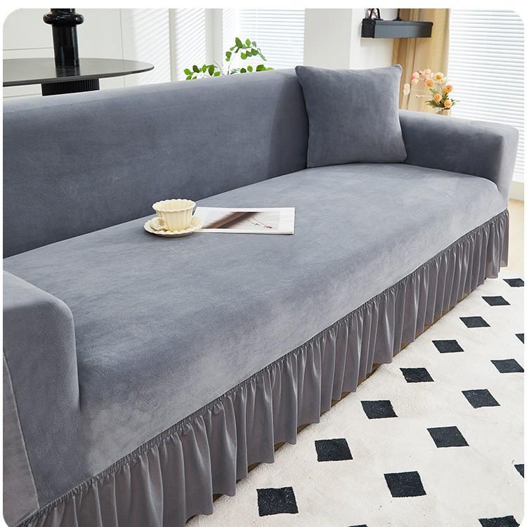 New Autumn and Winter Thick Plush Sofa Cover Anti Cat Scratch Old Fashioned Sofa Straight Row Elastic Skirt Hem Pad