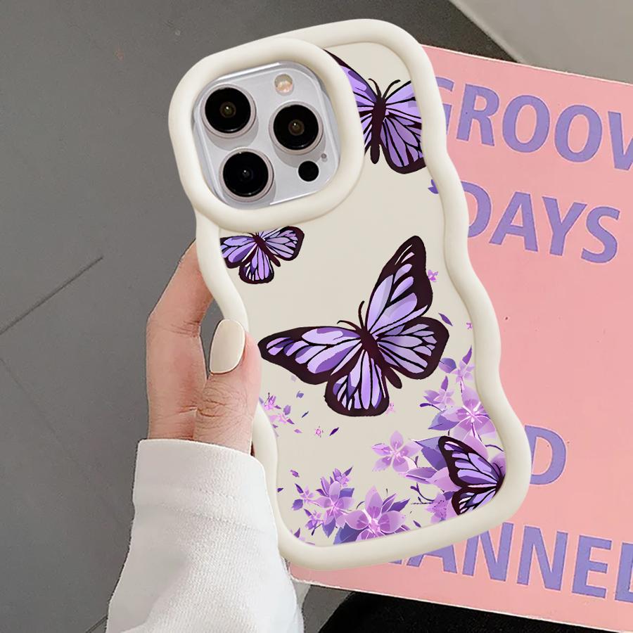 Soft Phone Cover Case for iPhone 11 13 16 Pro Max 14 17 Air XR 12 15 Plus 8 INS Retro Butterfly