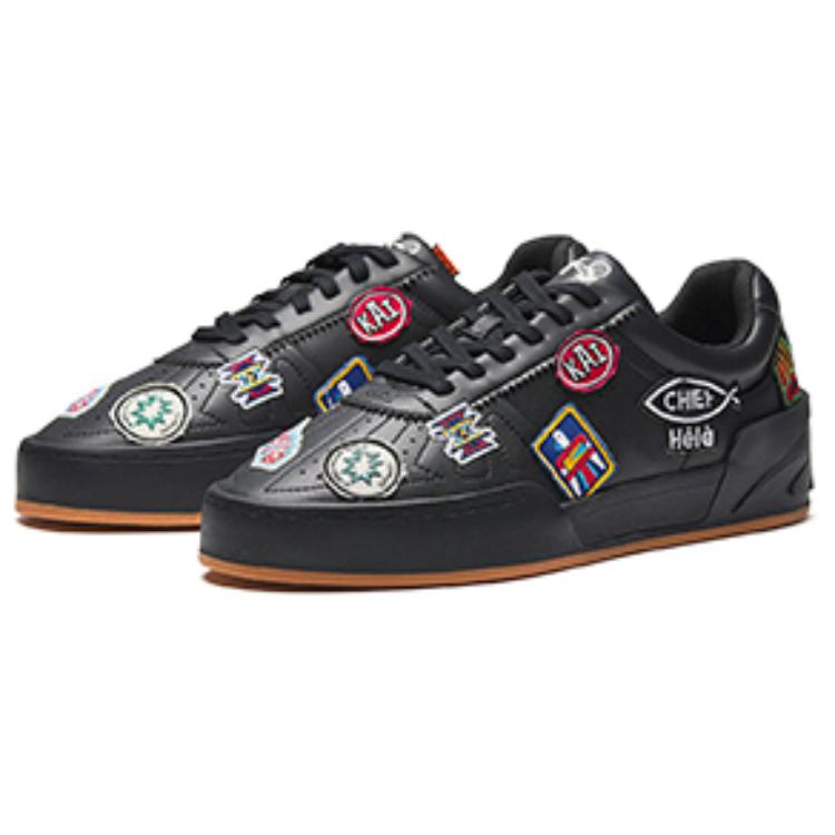 Anta Hélà Cultura de Rua Estilosa Suporte Durável Tênis Cano Baixo Tênis Masculinos Básico-Preto 112541802S-2