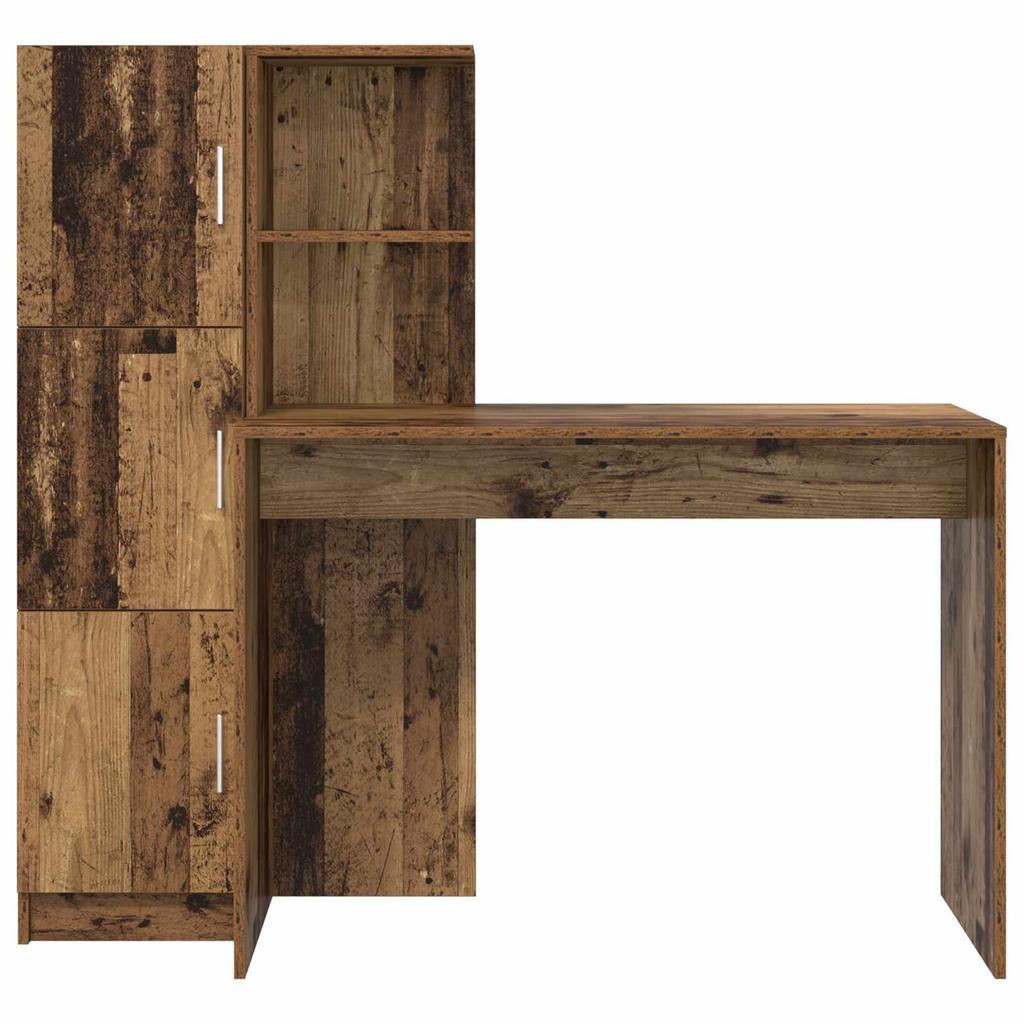 Wooden Desk Set (2 pcs) Reclaimed Wood Look