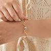 Dainty Wavy Bracelet with Round Zircon,Gold Plated Stainless Steel Flat Rolo Chain Bracelets for Women,Charm Jewelry Gift