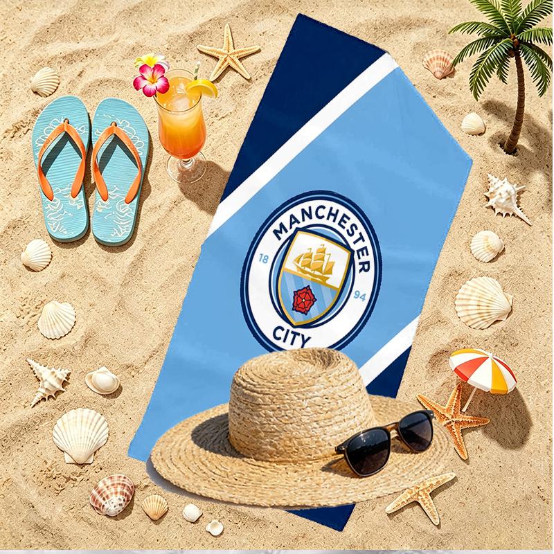 Manchester City FC Print Strandtuch, Vielseitiges Leichtes Saugfähiges Strandtuch für Pool Surfen Yoga Badezimmer, Perfektes Geburtstags-Urlaubsgeschenk