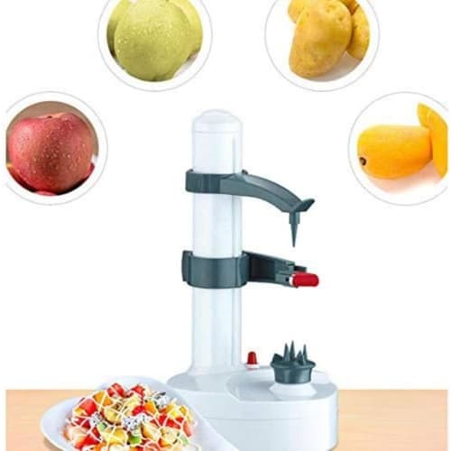Dearolling Electric Peeler, Automatic Peeler, Multi-Function Kitchen Tool for Peeling Apples, Pears, Potatoes, Vegetables, and Fruits (29*20cm, Black)