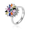 Colorful Zircon Flower Rotating Opening Ring Women's Copper Micro-inlaid Zircon Light Luxury Fashion Jewelry