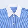 Color Block Striped Faux Silk Long Sleeve Shirt - European & American Style
