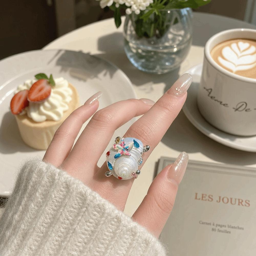 Adjustable Ocean Animal Jewelry Sparkly Shell Ring Unique Crab Ring Gift