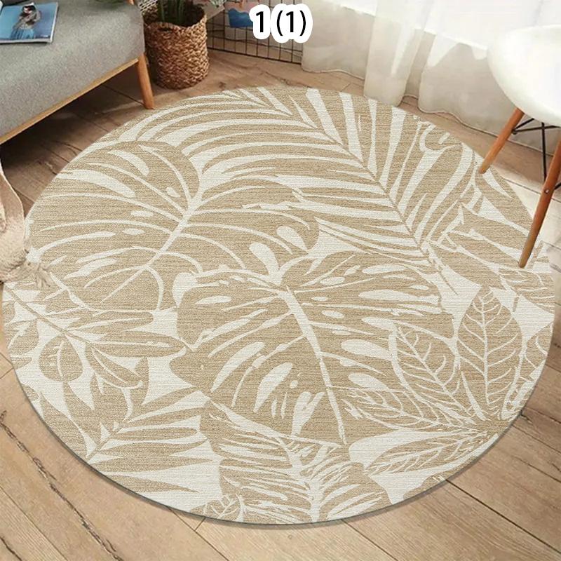 Tropisches Palmenblatt Runder Teppich Boho Stil Teppich für Wohnzimmer Schlafzimmer Ästhetische Heimdekoration Großer Teppich