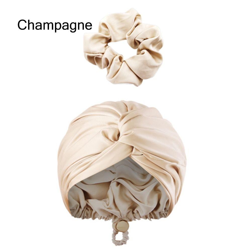

Регулируемая повязка для сна на волосы Двухслойная шапочка для сна для вьющихся прямых волос Длинная Большая коса Champagne