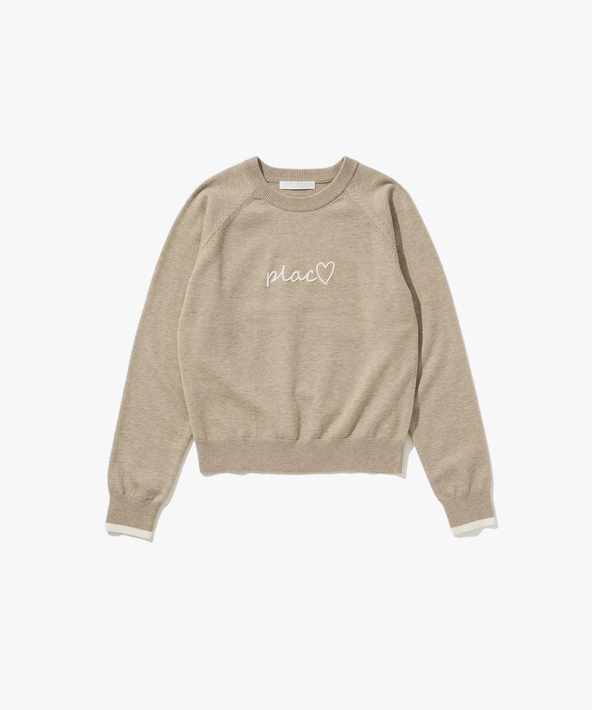 PLAC WOMEN Raglan Plack Pullover Knit Beige