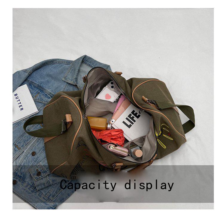 Canvas Luggage Bag For Women Large Capacity Fashion Student Dormitory Storage Bag Female Travel Boarding Handbag Carry On Bag AVE