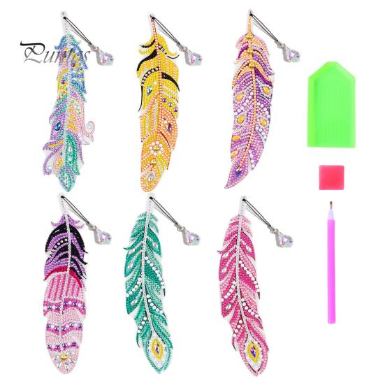 

1 комплект алмазная живопись перо закладка с подвеской из искусственного кристалла изысканное ремесло «сделай сам» для украшения дома разноцветный