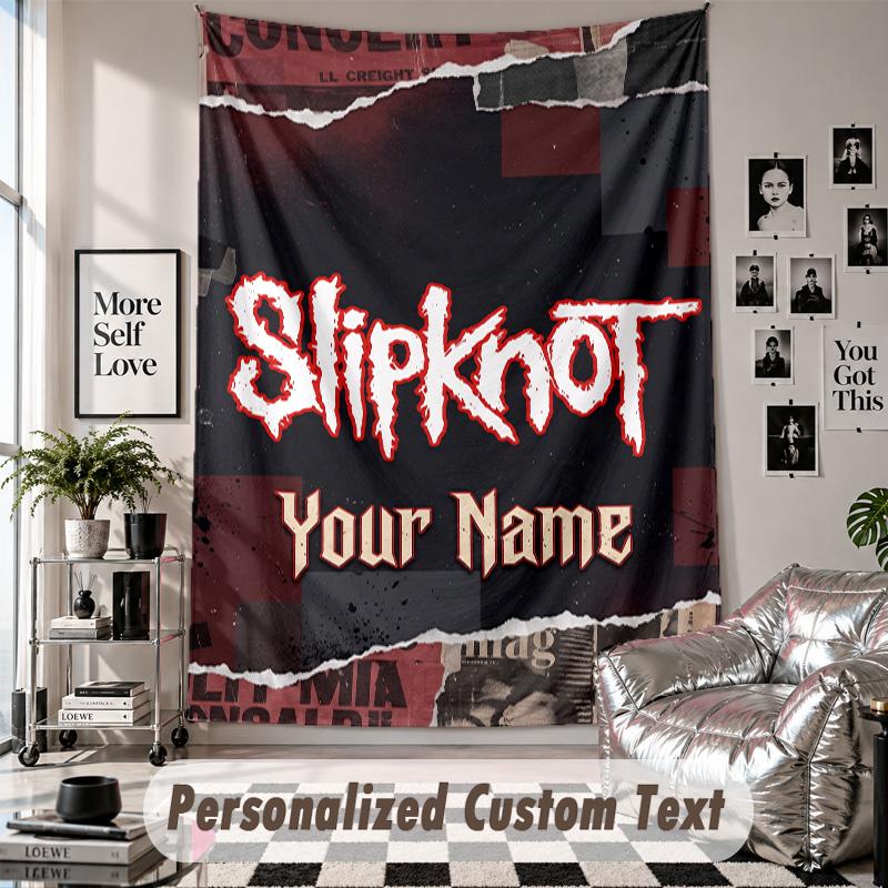 Wall Hanging Tapestry With Custom Name & Text, Slipknot Decorative Tapestry For Bedroom