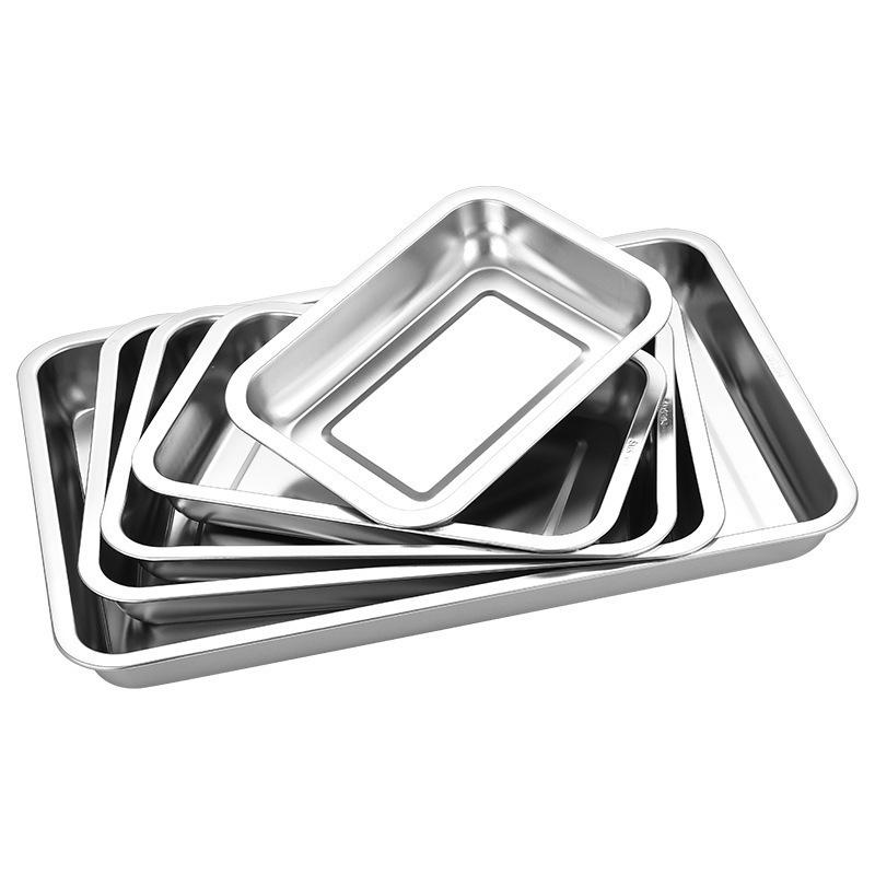 304 Stainless Steel Multi-Purpose Rectangular Tray - Dinner, Barbecue, Steamed Fish, Rice, Fruit Plate