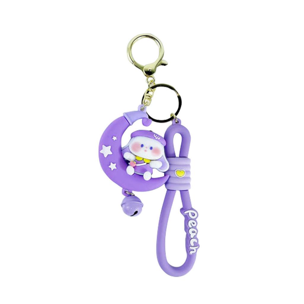Moon And Star Rabbit Keychain Made Of Durable Pvc Material