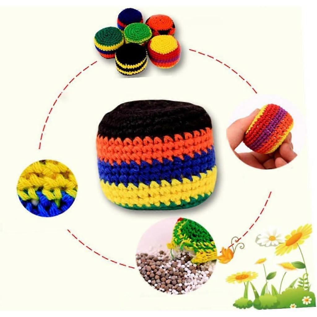 Handmade Crochet Wool Balls, 5pcs Colorful Knitted Hacky Sacks for Kids