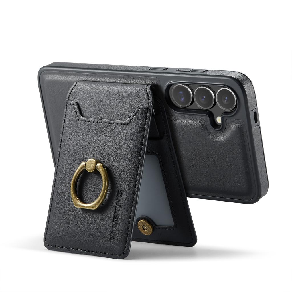 For Samsung Galaxy S24+ Magnetic Case PC+TPU+PU Phone Cover with Card Holder