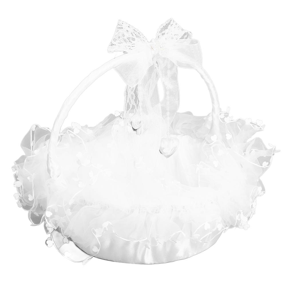 Blumenmädchenkorb Eleganter Stil Tragbar Langlebig Spitzenmaterial Breite Anwendung Hochzeitskorb für Hochzeitsfeier