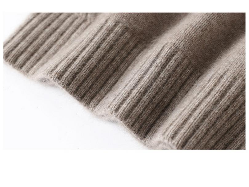 Women's 100% Wool Thick Knit Half-High Collar Winter Sweater for Middle-Aged and Elderly