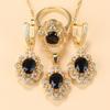 Morrocan Jewelry Sets  Gold Plated 12-Colors Zirconia Earring Necklace And Bracelet Ring For Women Fashion Accessories