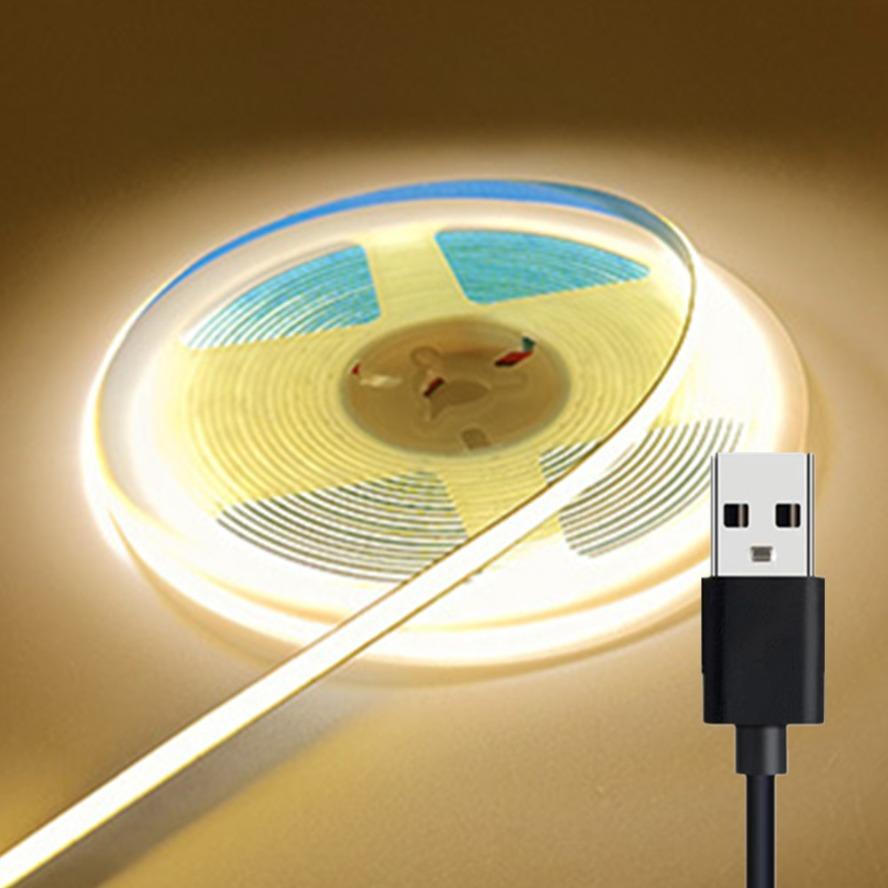 320 400LEDs 3/5/8MM 5V High Density Light Strip Dimmable COB LED Flexible COB Tape Light Bar TV Kitchen Bedroom Decoration