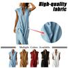 Summer European Style Women Clothing Maxi Dress Cotton Sleeveless Solid Color Loose Fit V-Neck Casual