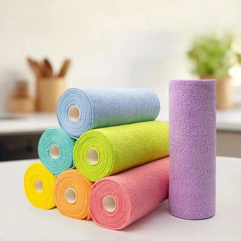 20pcs Reusable Cleaning Wipe Household Kitchen Cloth Microfiber Towel Rolls Dish Rags Wash Paper Towel Replacement