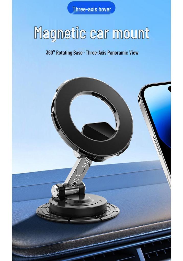 Retractable Rotating Magnetic Phone Holder with Suction Cup for Desktop and Car Use