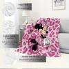 1pc Flannel Minnie Mouse Pink Leopard Print Bedding Throw Blanket Sofa Cover Gift Home Decorative Plush