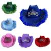 Rhinestones Crown Cowgirl Hat for Woman Male Breathable Cowboy Hats with Plush Trim Banquets Party Photography Hat