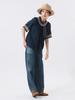Beams Boy Shirt Trepied Tape Gathered Smock Navy Free S/S [Special Order] Women's