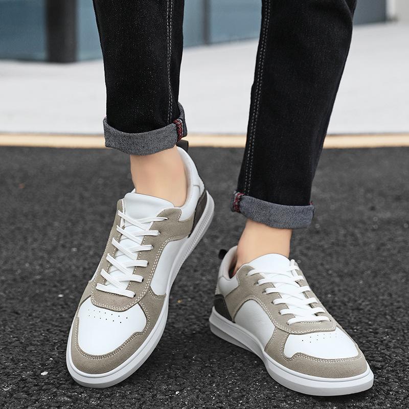 Men's Shoes Lace-up Black and White Casual Versatile Men's Board Shoes Round Head Shallow Mouth Low Top Light Sports Shoes