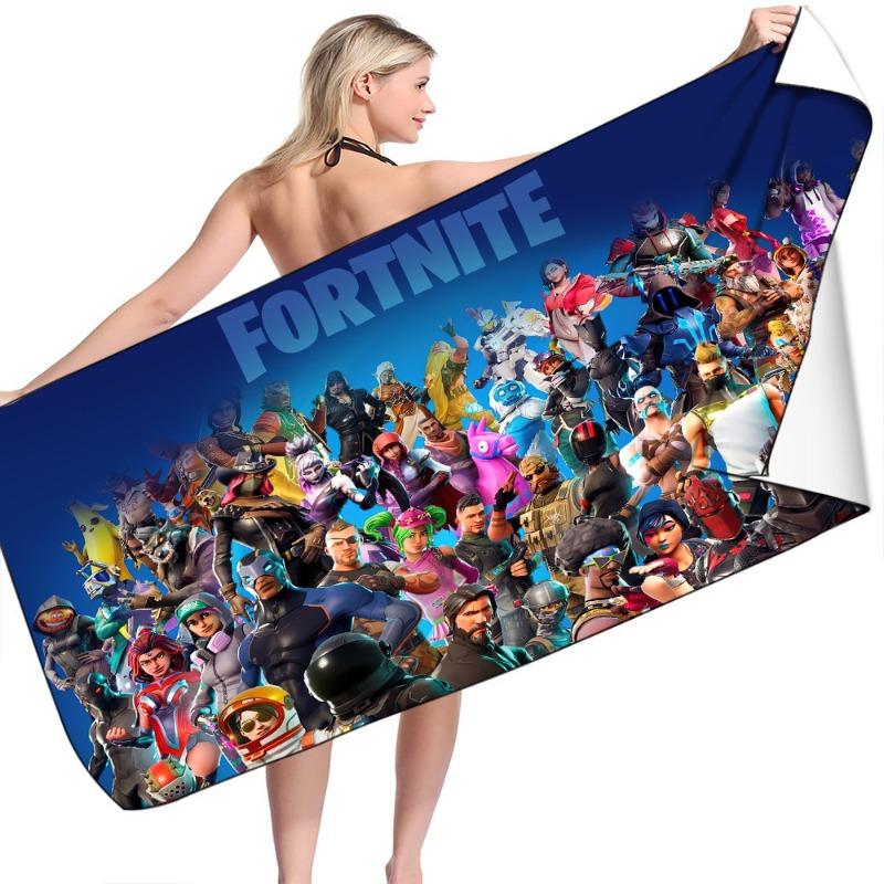 Fortnite Strandtücher Mikrofaser Badetuch Jungen Mädchen Sanft Tragbar Cartoon Bade Strand Spa Bademantel Waschkleidung Schnell Trocknend