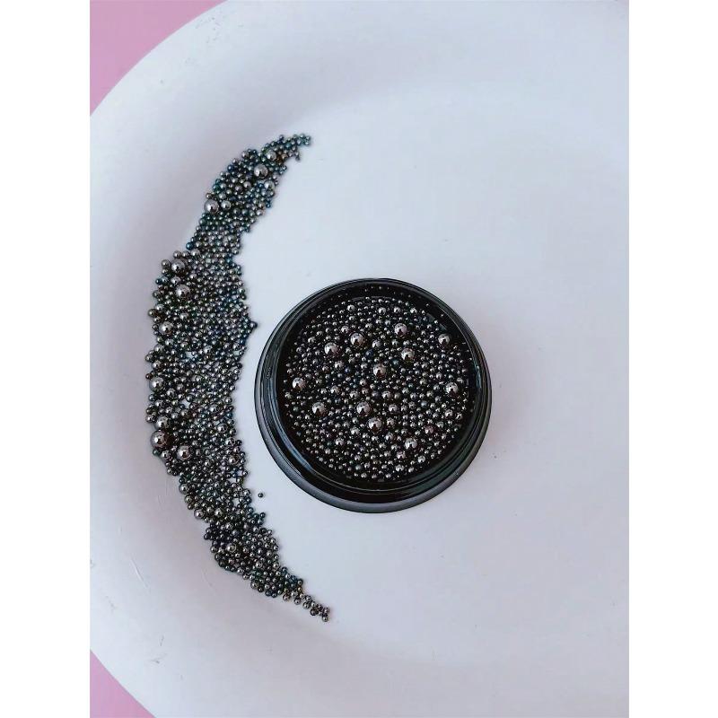 1 Box 3D Round Design Nails Art Decoration Ball, Steel Ball Diy Nails Supplies, Nails Charm, Small Steel Ball, Gold, Silver Color Nails Salon