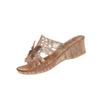 Women's Crystal Clear Plastic Open Toe Breathable High Heel Wedge Sandals Slip On Summer Shoes with Decorative Cutout Design