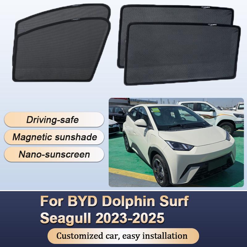 Sun Shades For BYD Dolphin Surf 2023 2024 2025 Dolphin Mini Seagull Sunshade Magnetic Heat insulation Mesh Visor Car Accessories