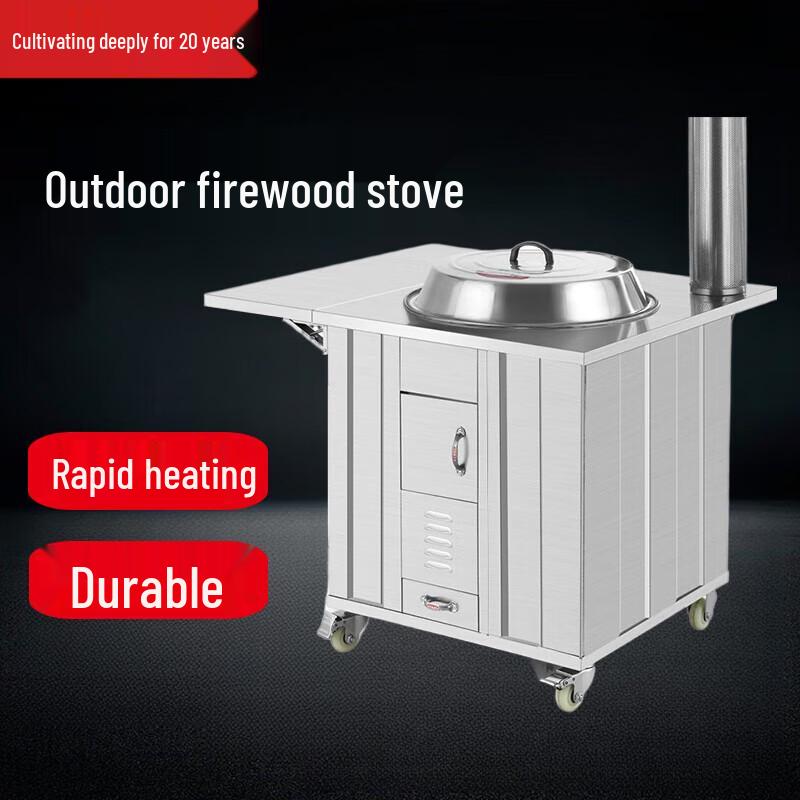 Mobile Wood-Burning Stove with Folding Table