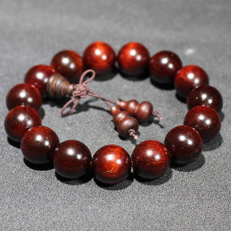Purple Sandalwood Rhinoceros Horn Prayer Beads Bracelet with High Oil Content - 20 Red Wood Beads