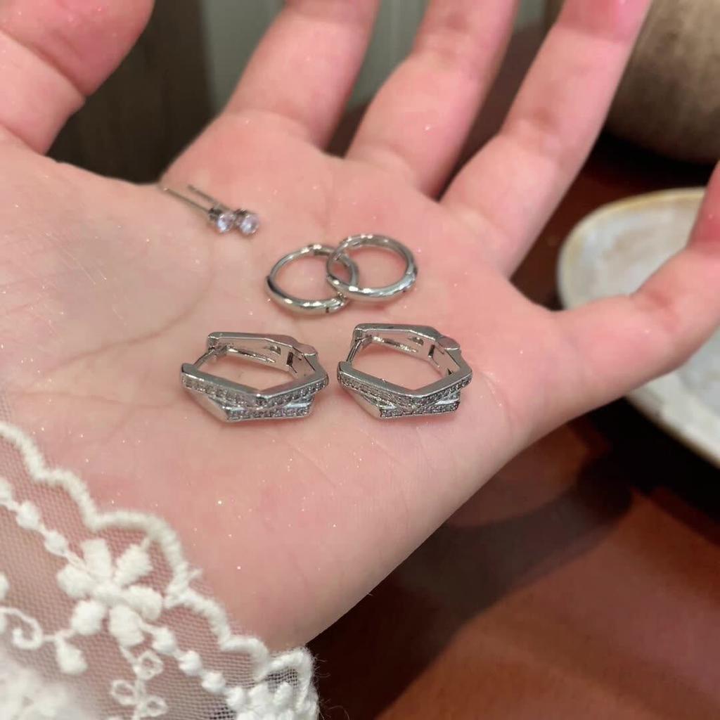 6Pcs/Set Metal Circle Drop Small Earrings For Women Trend Pendant Piercing Earrings Daily Light Luxury Jewelry Gifts