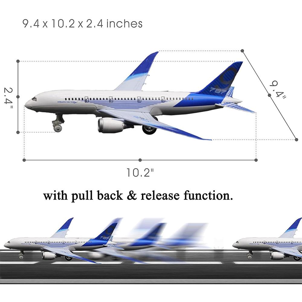 Boeing 787 Airplane Toys Bump and Go Airlines Die Cast Metal Model Plane Toy with Lights and Sounds for Kids