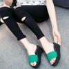High-heeled Slippers Women's Summer One-word Sandals Thick-bottomed Wedge Heel Medium Heel Beach Foam Bottom Students Wear New Fashion
