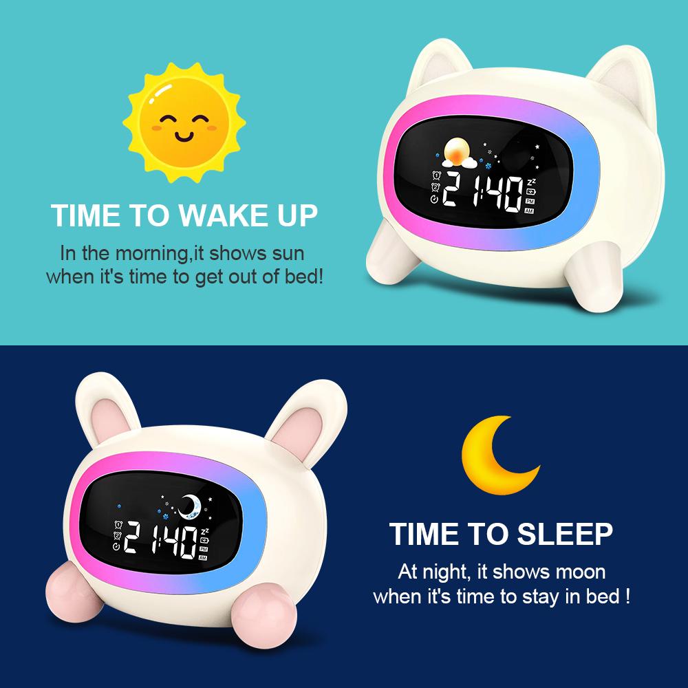 Digital Child Sleep Trainer with Usb Charger Modern Usb Lcd Table Desk Dual Bulk Alarm Home Decor Clock Cute for Children
