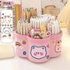 Large Capacity Rotating Storage Box Plastic Rotating Makeup Brush Cylinder  Desktop