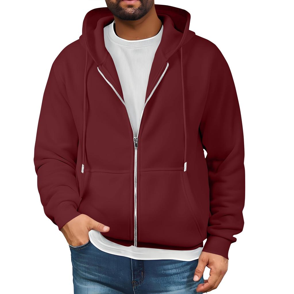 Mens Full Zip Hooded Drawstring Hoodies Pullover Sweatshirts Casual Long Sleeve Shirts